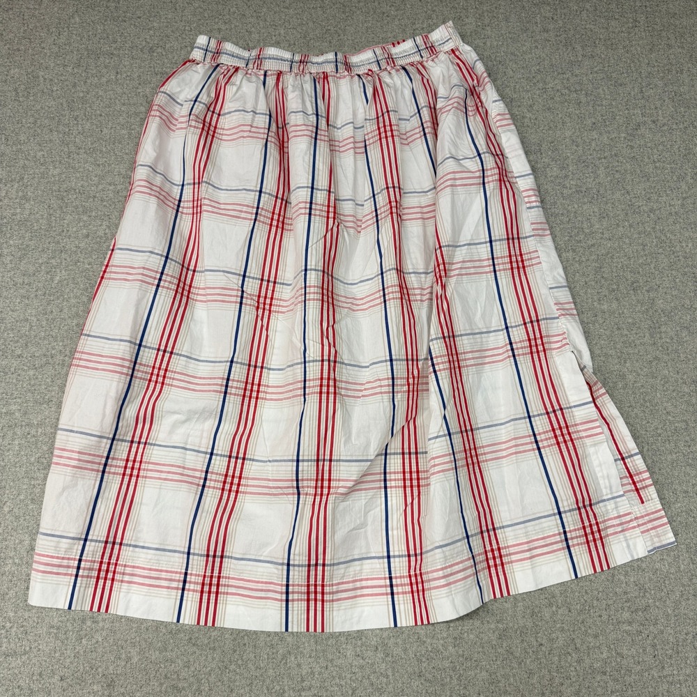 Free Assembly | Button Front Plaid Midi Skirt | XL | White Red Blue | Pockets - Picture 9 of 9